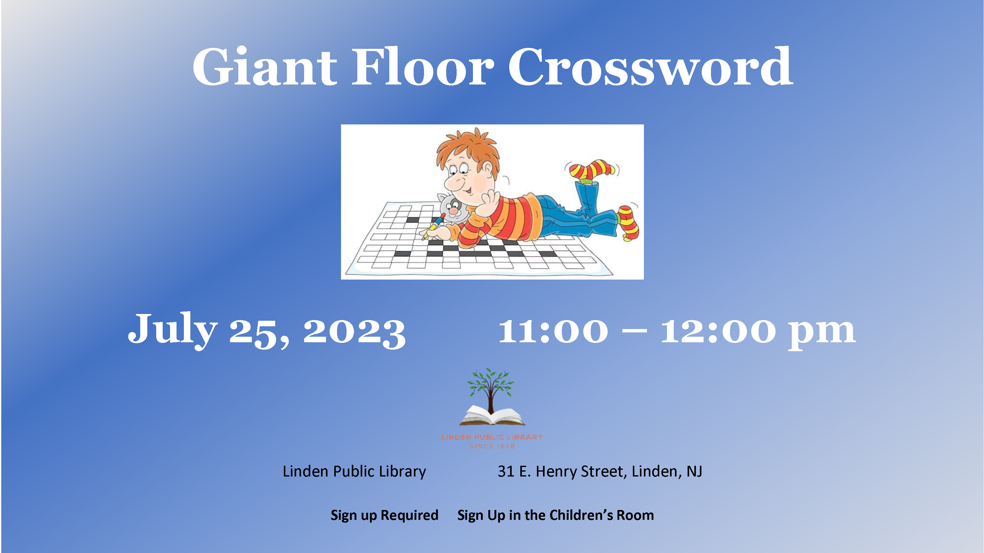 Giant Floor Crosswood Linden Free Public Library