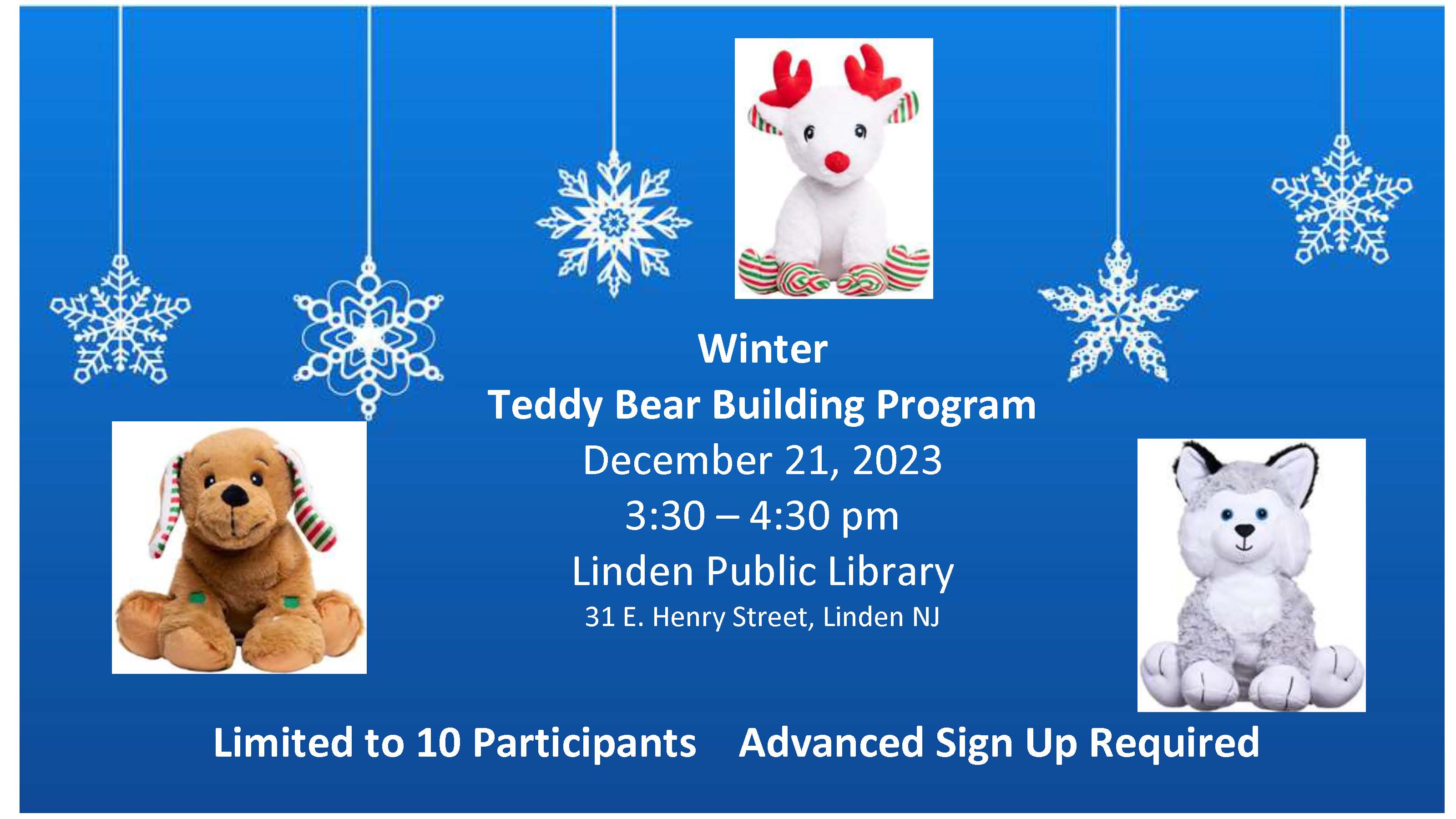 Winter Teddy Bear Building Program Linden Free Public Library